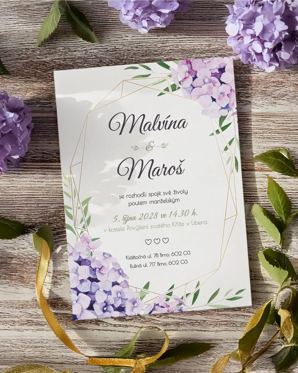 Svatební oznámení - Hortenzie 1/2
