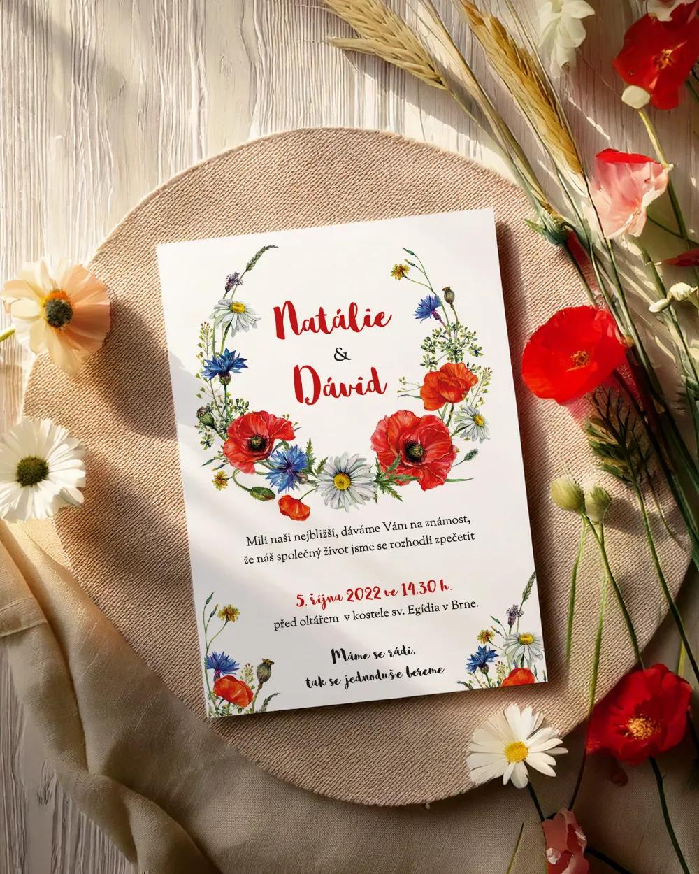 Svatební oznámení - Pestré polní květiny 05 1/2