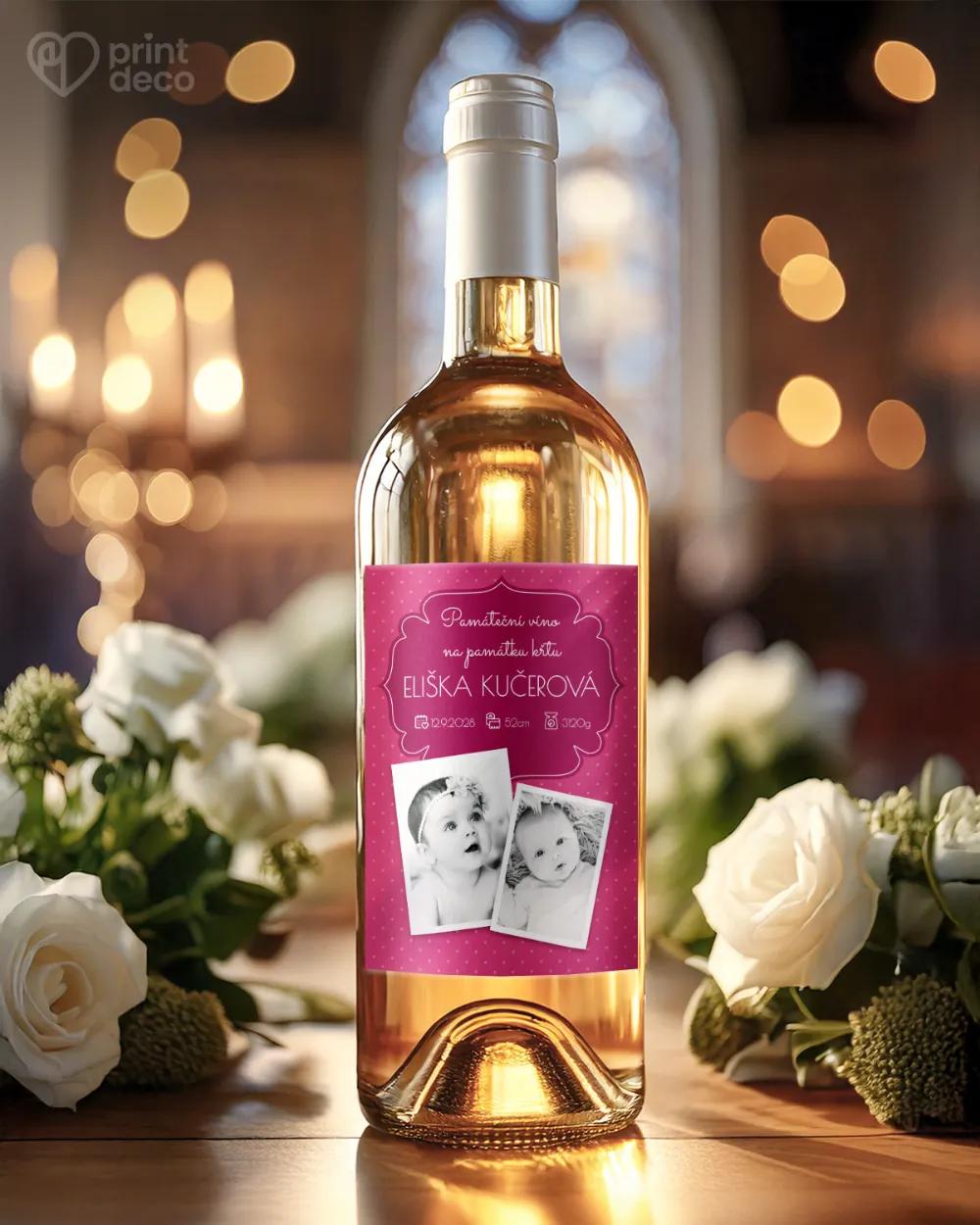 Etikety na láhve na svátost křtu, přijímání, biřmování – motiv 03 růžová 1/2