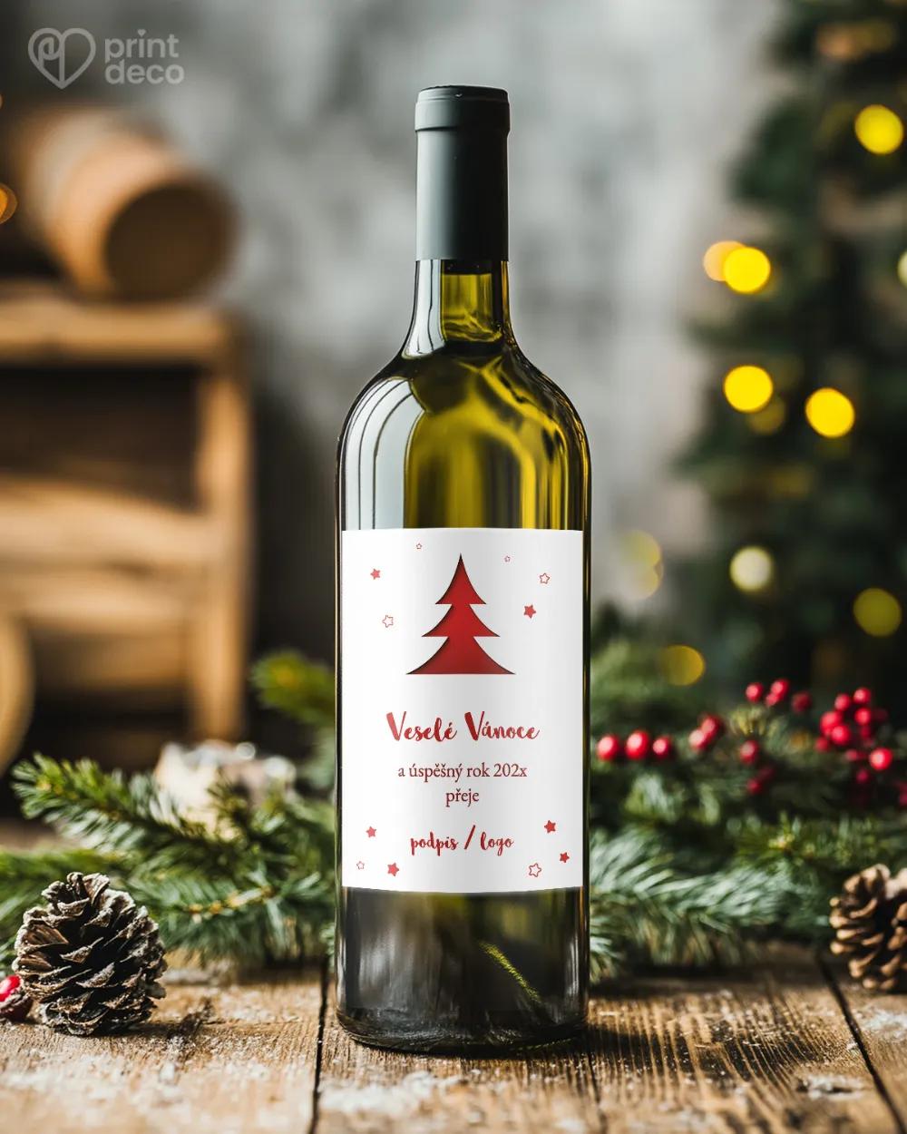 Vánoční etiketa na láhve – motiv 21 bílá 1/2