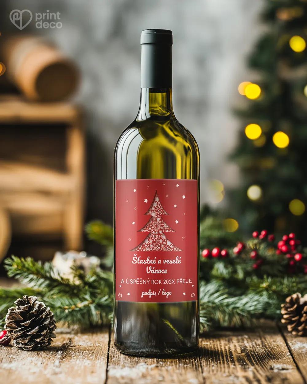 Vánoční etiketa na láhve – motiv 21 červená 1/2
