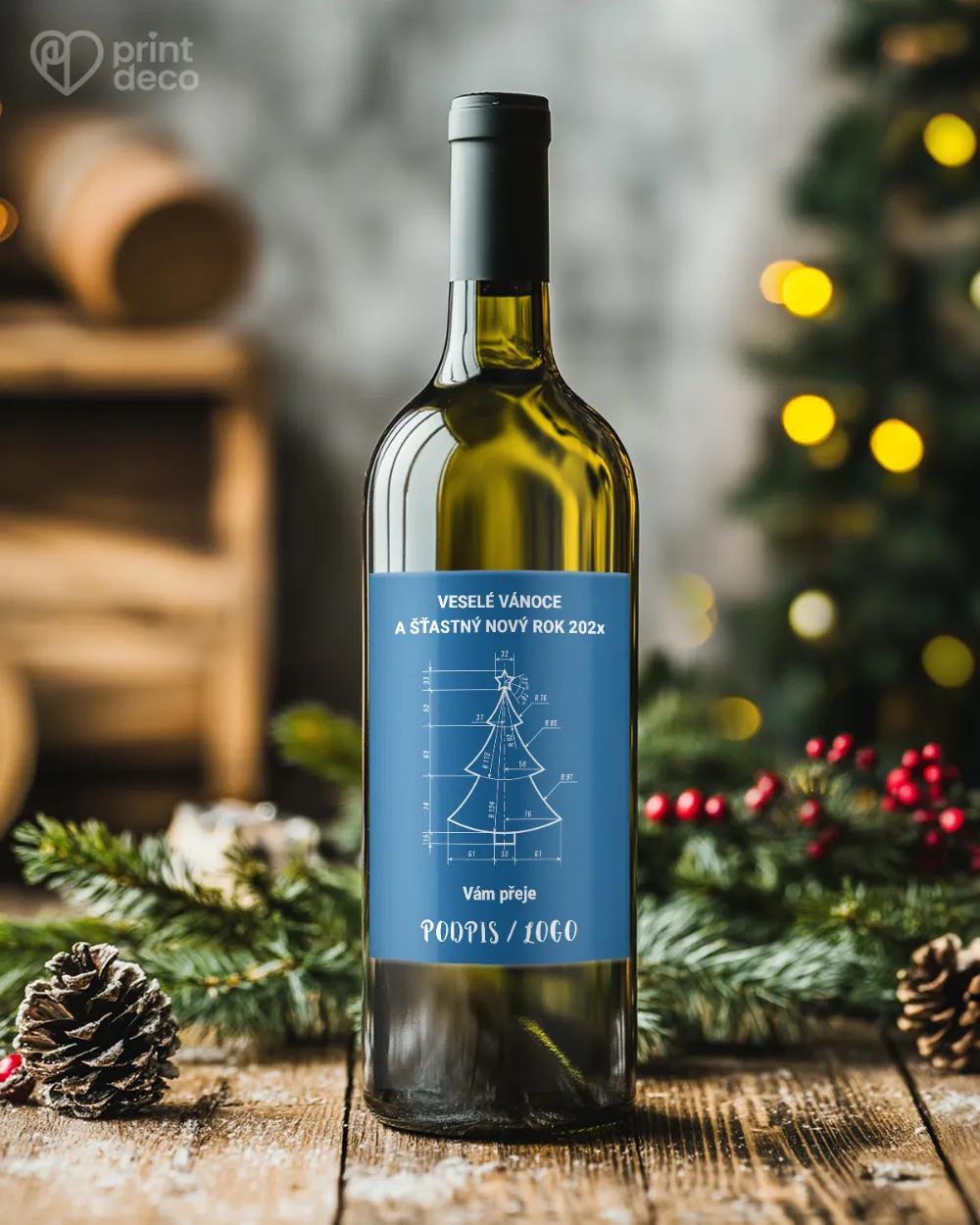 Vánoční etiketa na láhve – motiv 23 modrá 1/2