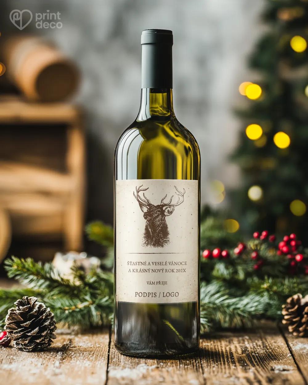 Vánoční etiketa na láhve – motiv 26 světlá 1/2