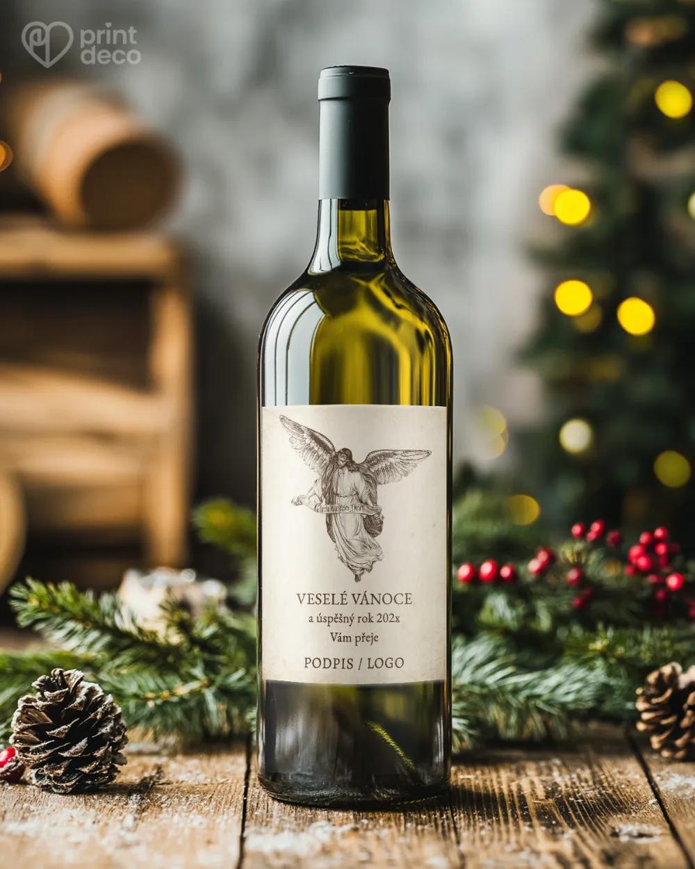 Vánoční etiketa na láhve – motiv 29 světlá 1/2