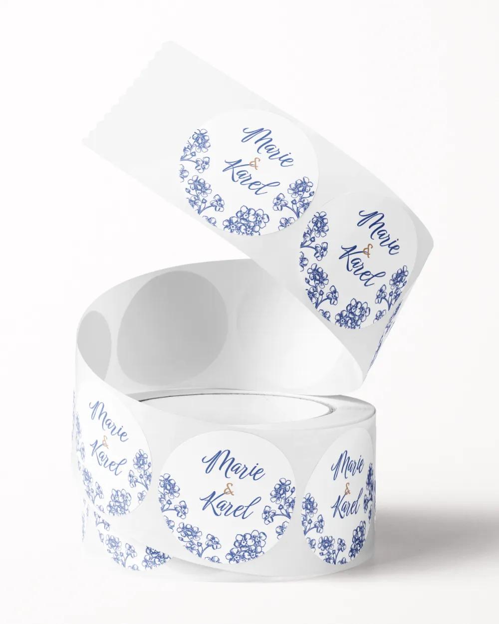 Svatební mini nálepky na obálky a dárky Modré polní květiny 1/3