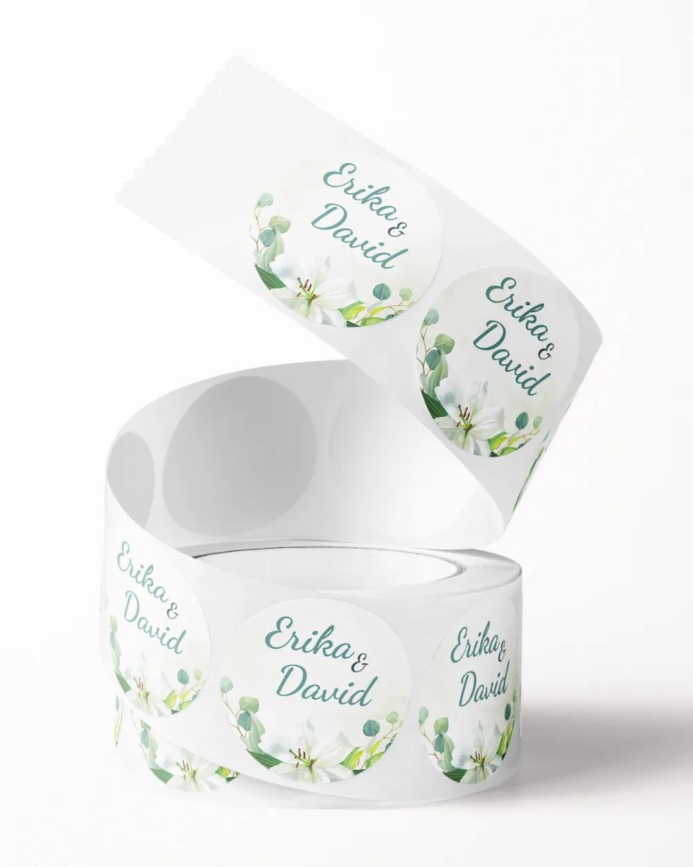 Svatební mini nálepky na obálky a dárky Bílé lilie 2/3