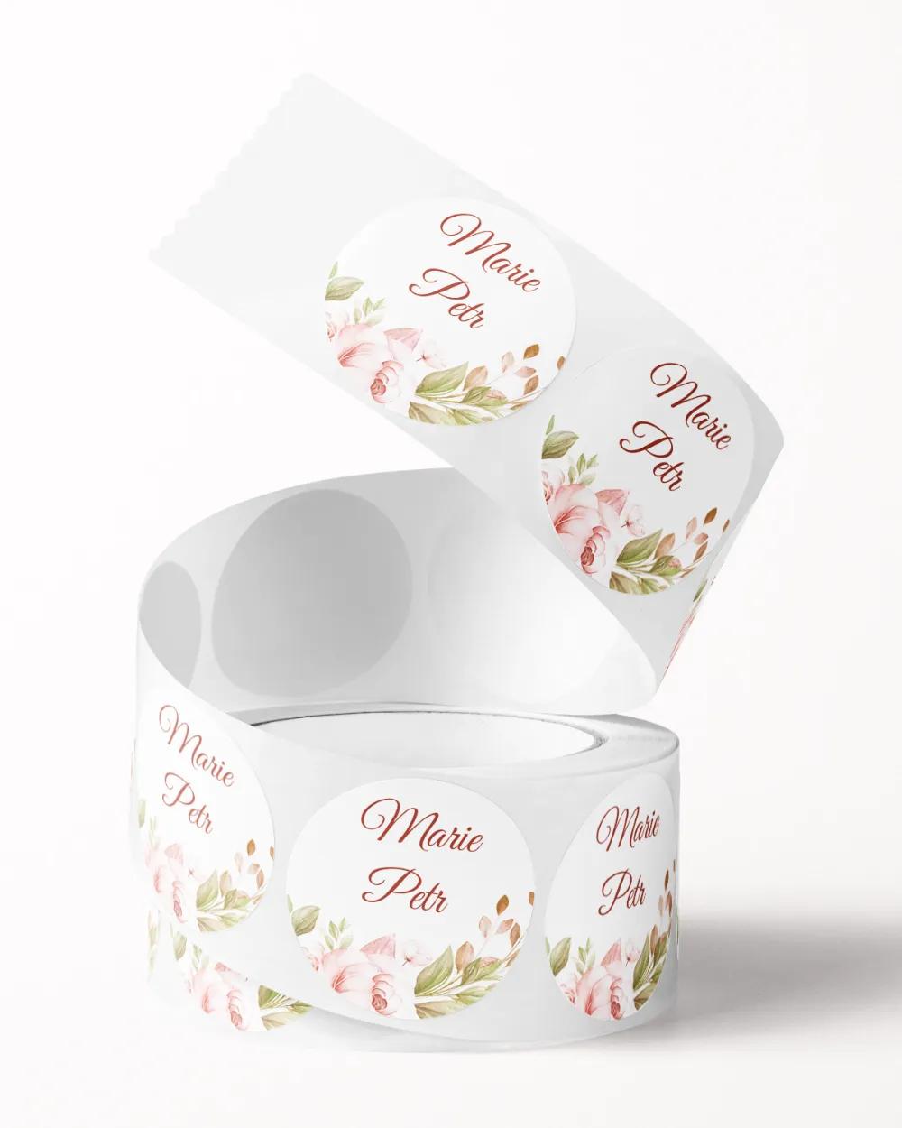 Svatební mini nálepky na obálky a dárky Květinový sen 2/3