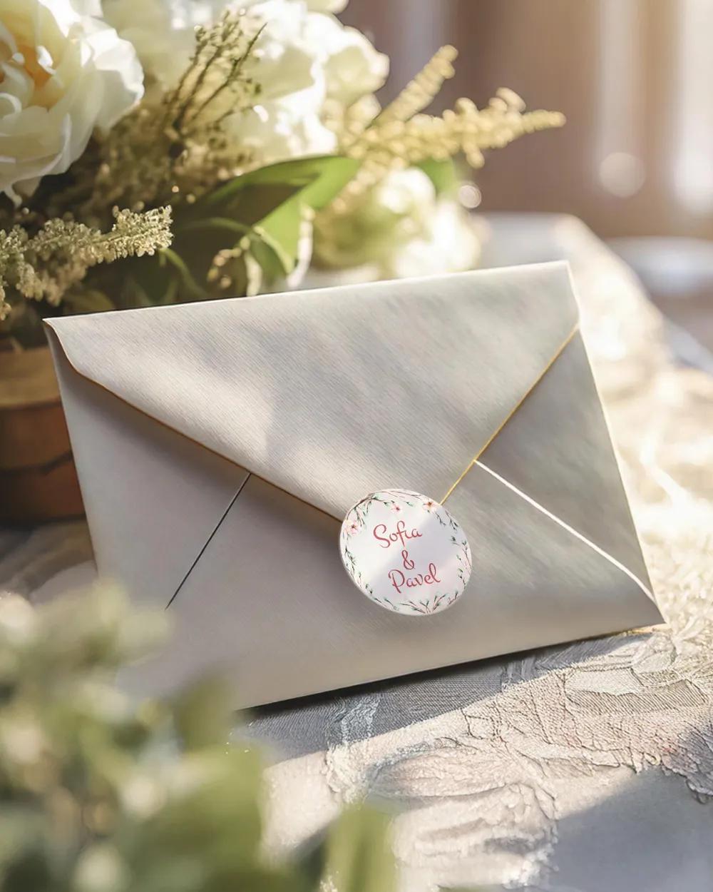 Svatební mini nálepky na obálky a dárky Svatební brána 1/3