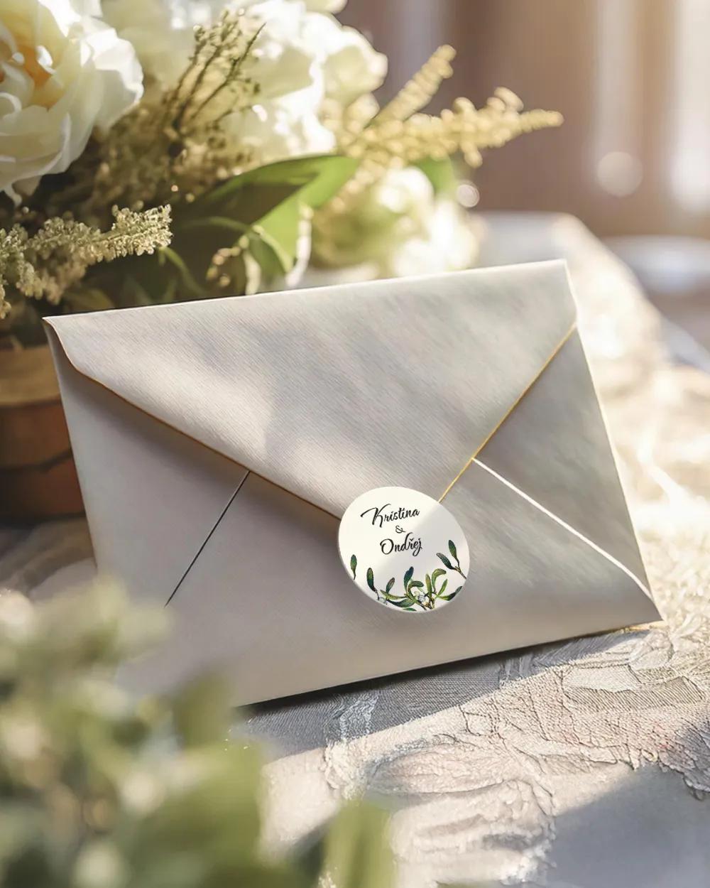 Svatební mini nálepky na obálky a dárky Jmelí 1/3