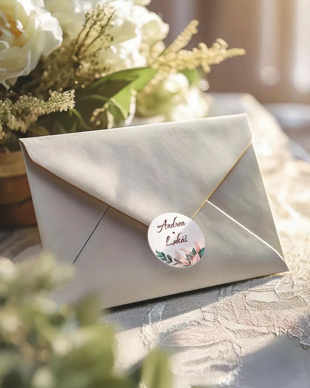 Svatební mini nálepky na obálky a dárky Botanic I. 1/3