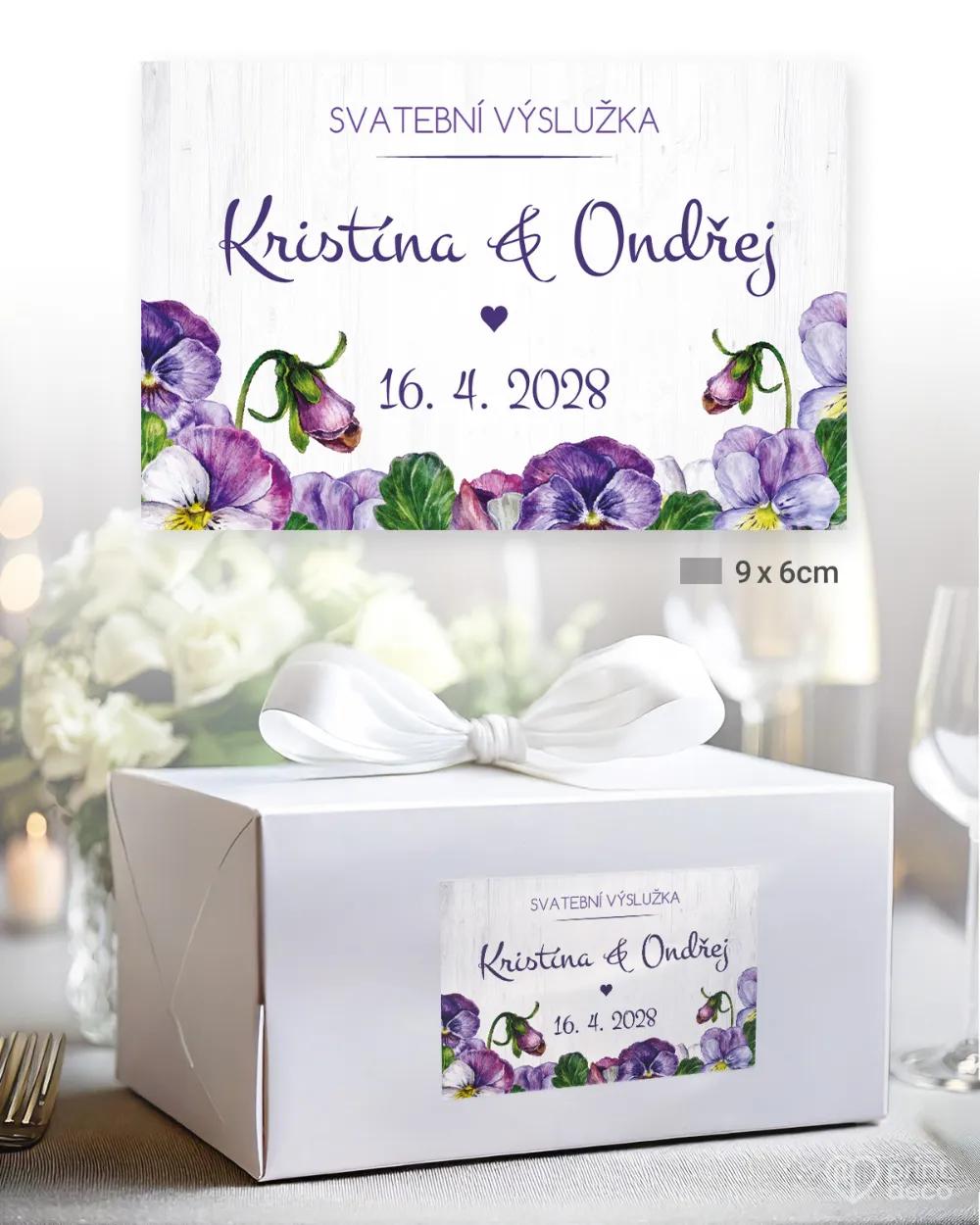 Svatební samolepky na výslužky fialky 2/3