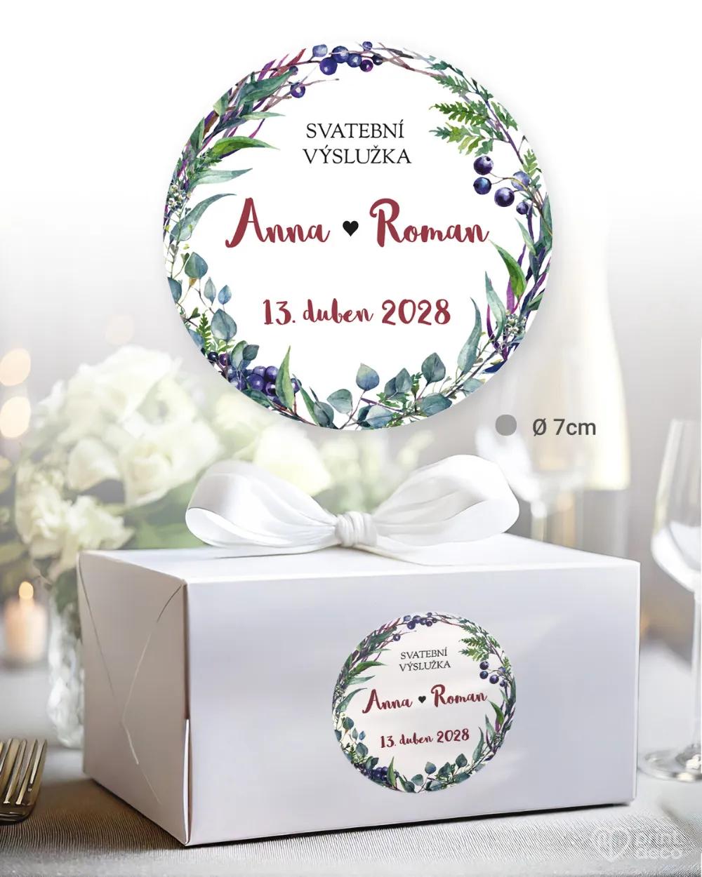 Svatební samolepky na výslužky eukalyptus s bylinkami 2/3