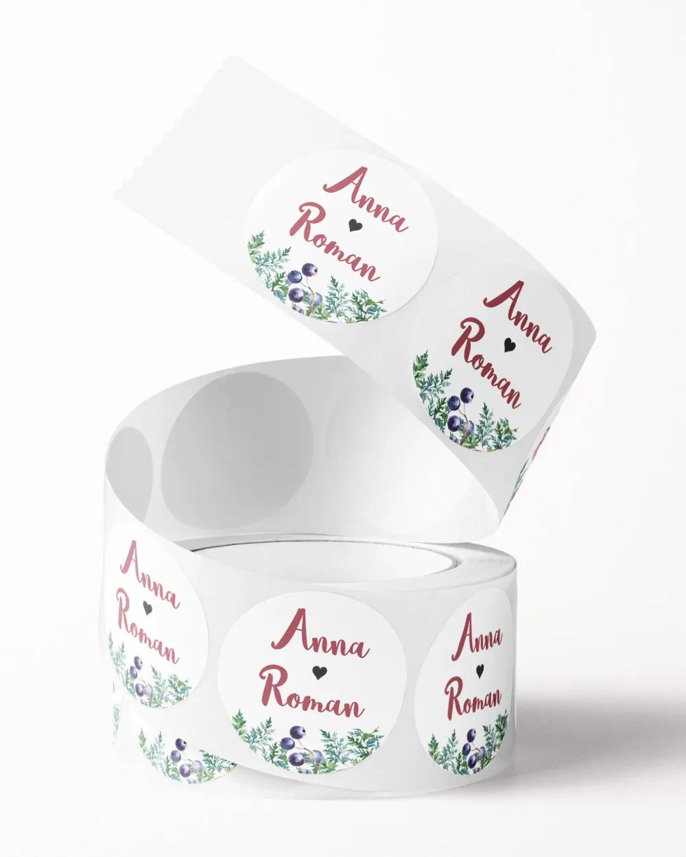 Svatební mini nálepky na obálky a dárky Eukalyptus s bylinkami 2/3