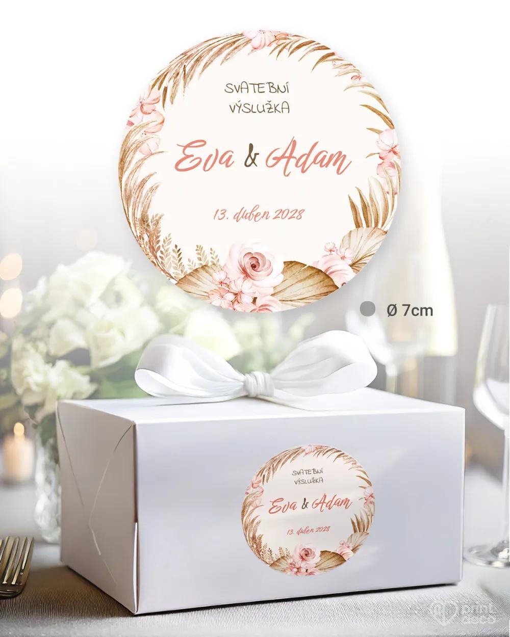 Svatební samolepky na výslužky sušené květiny I. 1/3