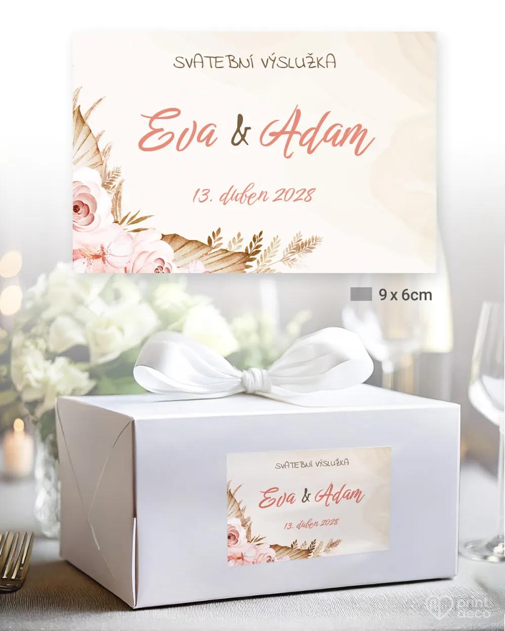 Svatební samolepky na výslužky sušené květiny I. 2/3