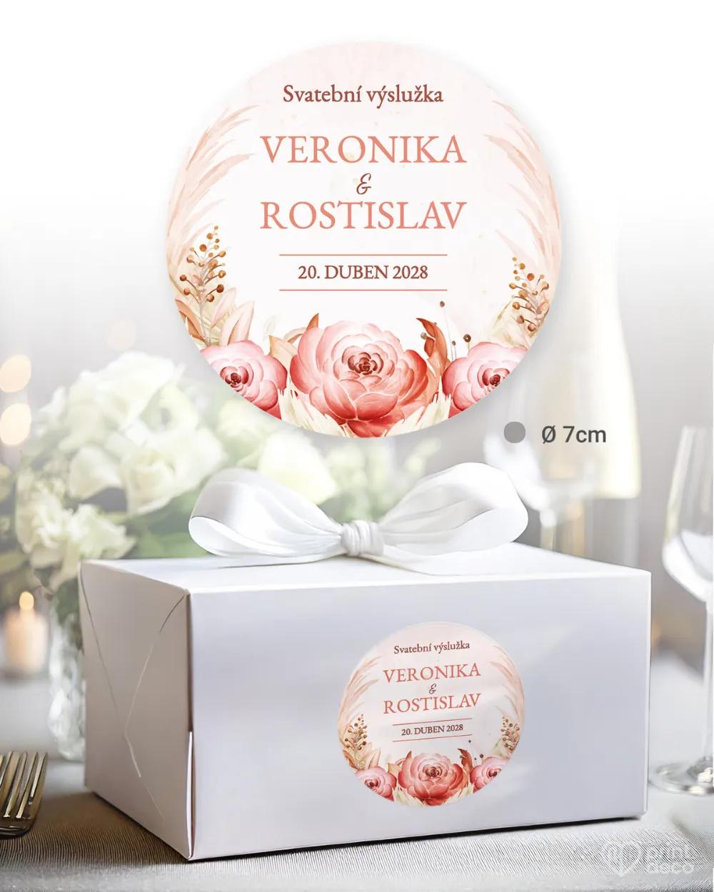 Svatební samolepky na výslužky sušené květiny II. 1/3