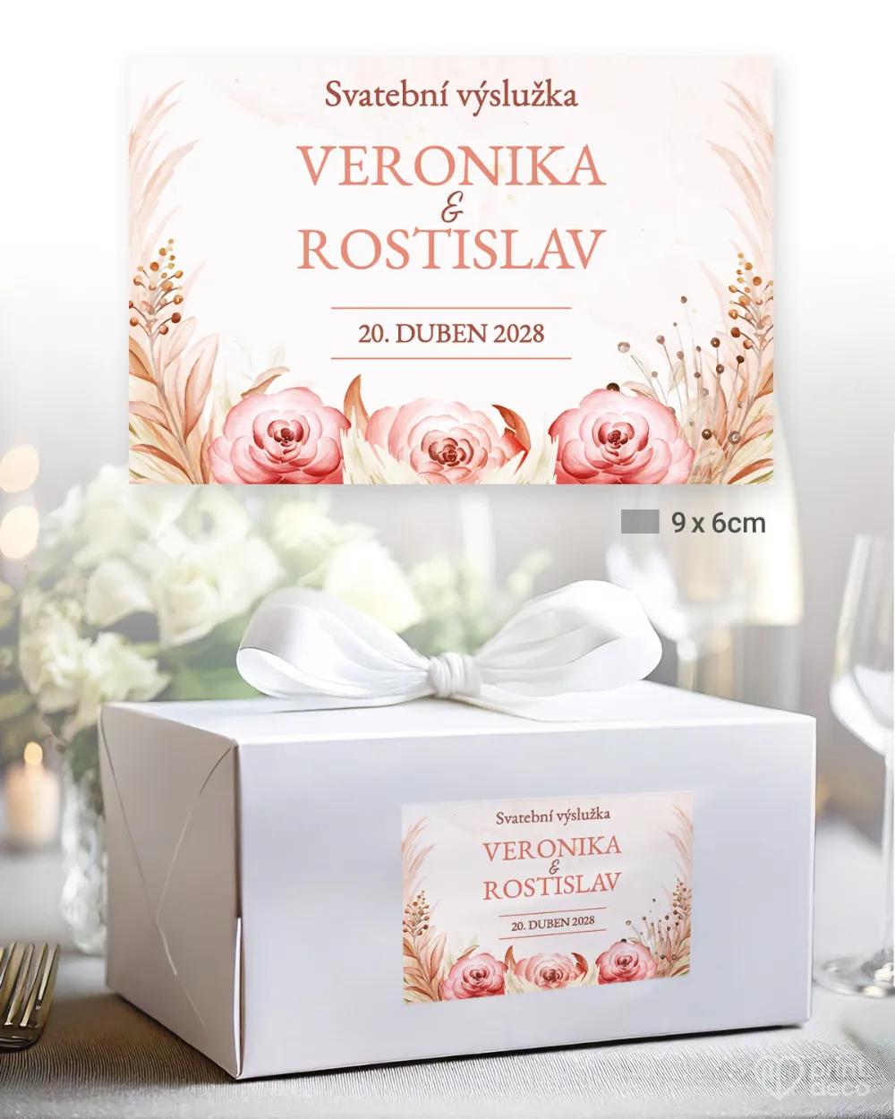 Svatební samolepky na výslužky sušené květiny II. 2/3