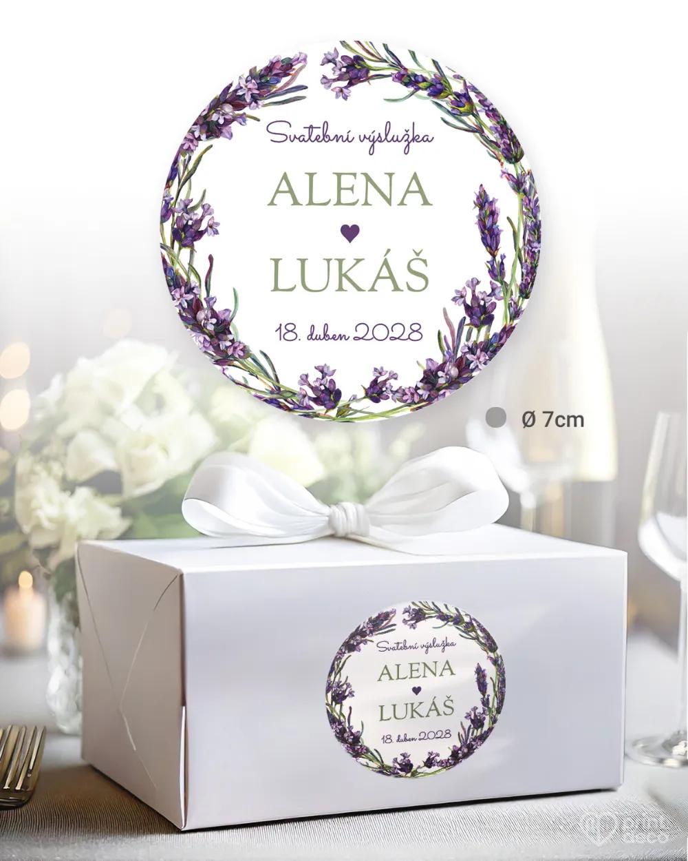Svatební samolepky na výslužky levandule II. 1/3