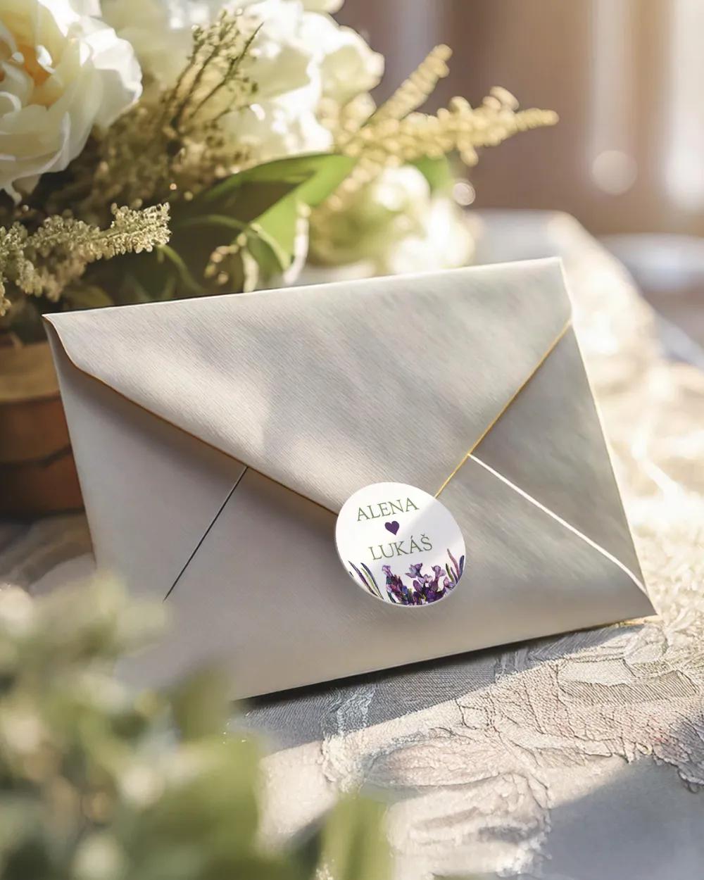Svatební mini nálepky na obálky a dárky Levandule II. 1/3