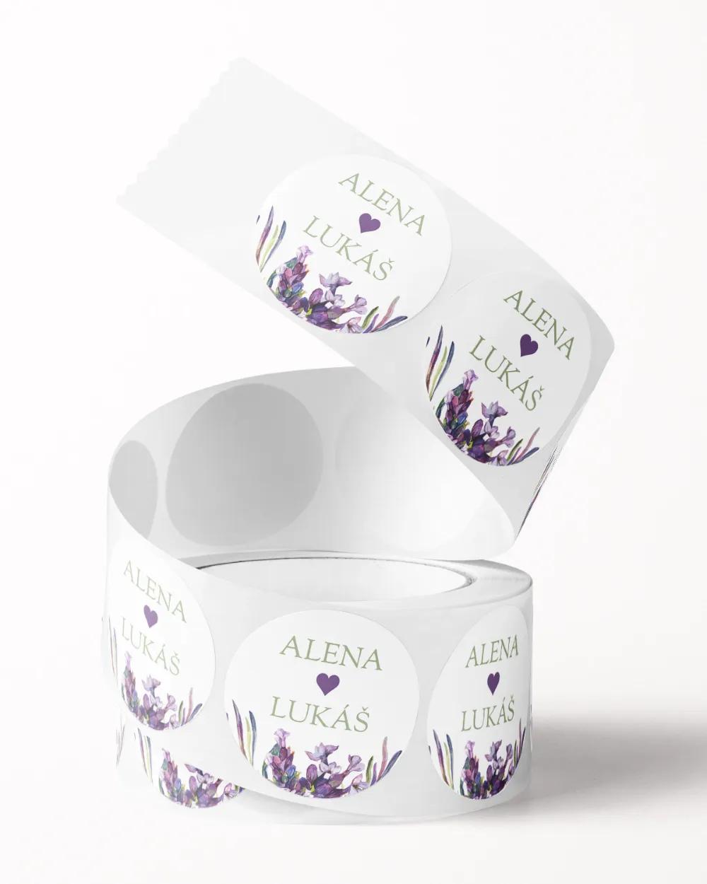 Svatební mini nálepky na obálky a dárky Levandule II. 2/3