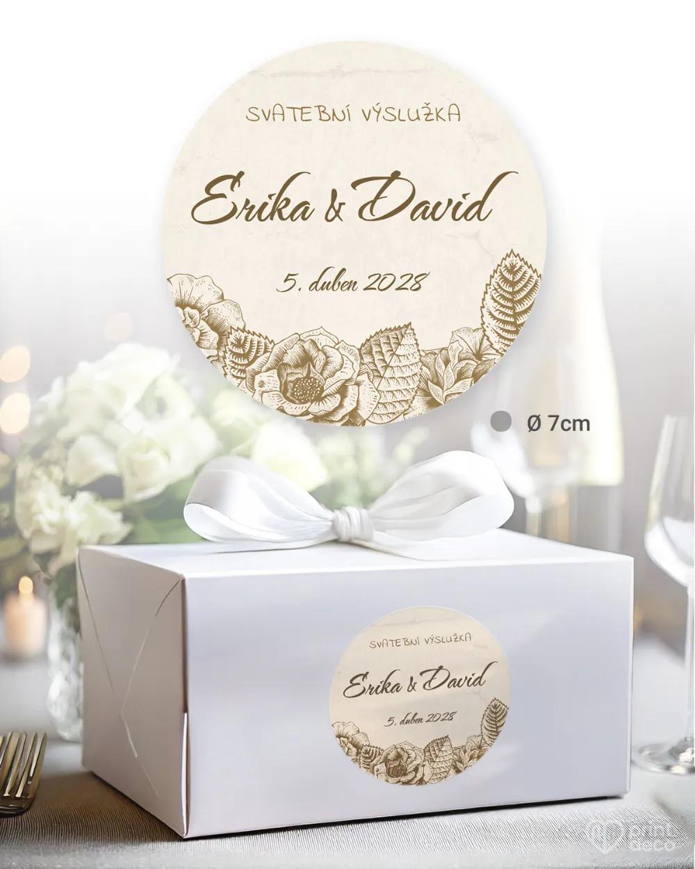 Svatební samolepky na výslužky vintage květiny 1/3