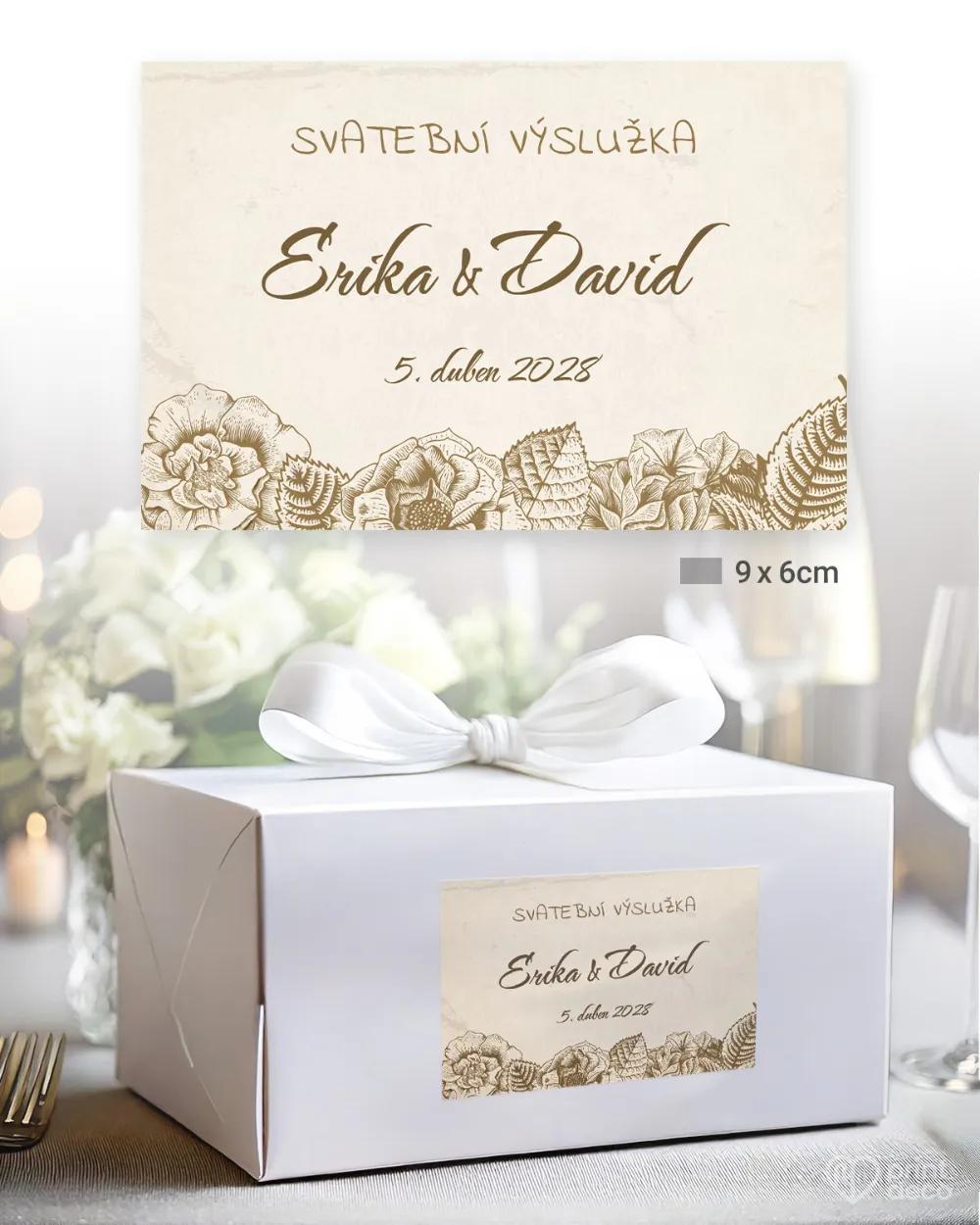 Svatební samolepky na výslužky vintage květiny 2/3