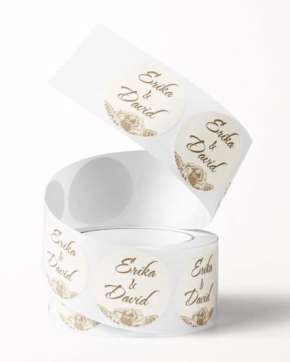 Svatební mini nálepky na obálky a dárky Vintage květiny 2/3