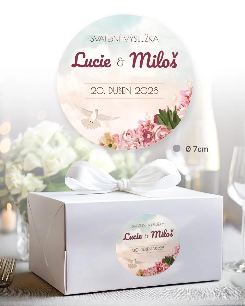 Svatební samolepky na výslužky retro láska 1/3