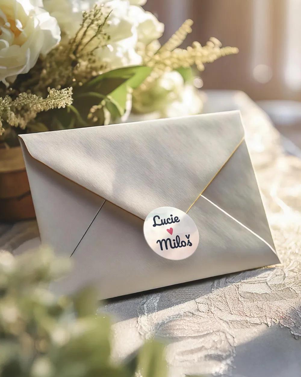 Svatební mini nálepky na obálky a dárky Zamilovaný pár II. 1/3