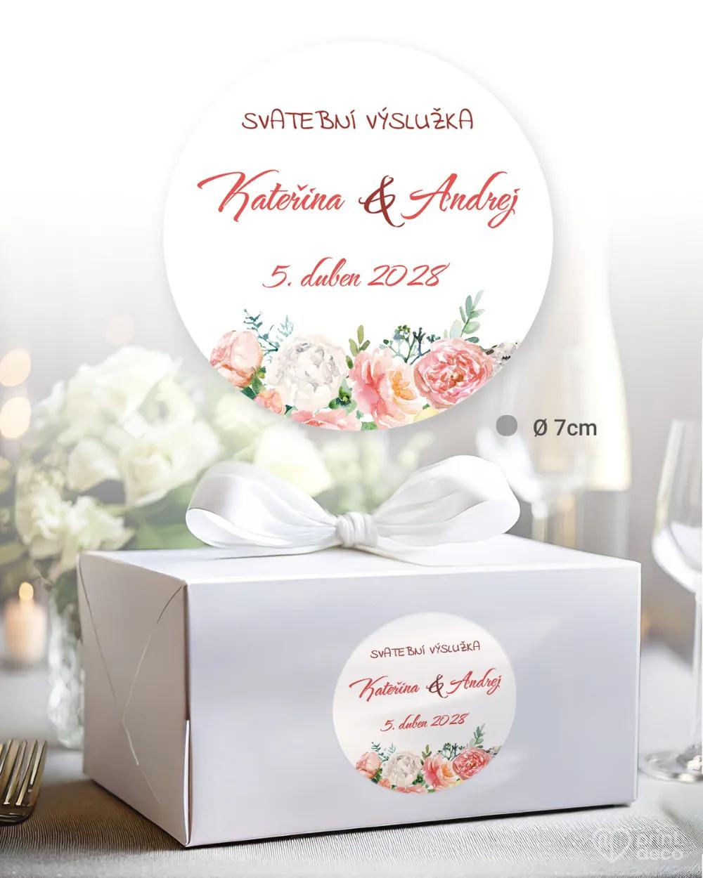 Svatební samolepky na výslužky věnec květin 2/3