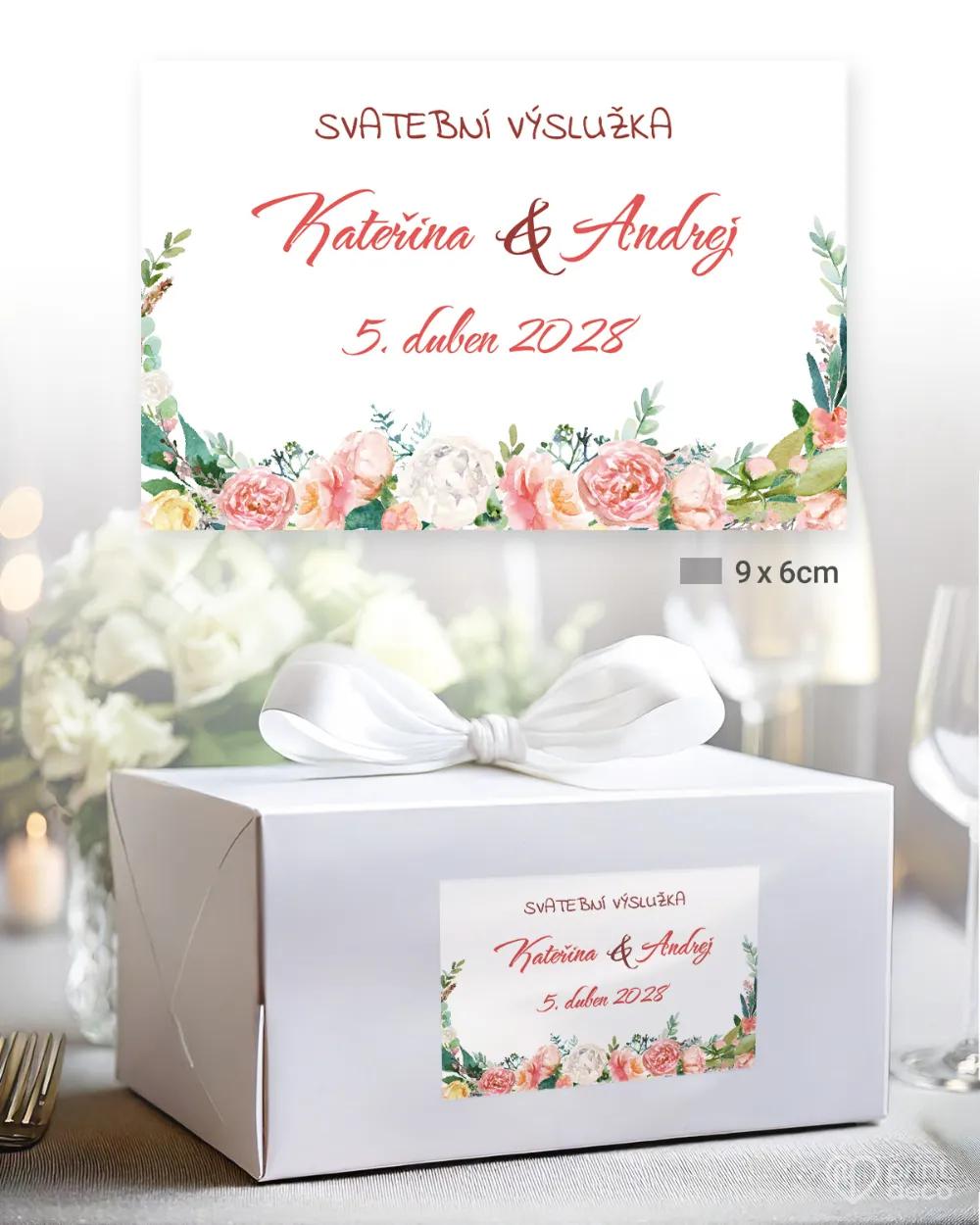 Svatební samolepky na výslužky věnec květin 1/3