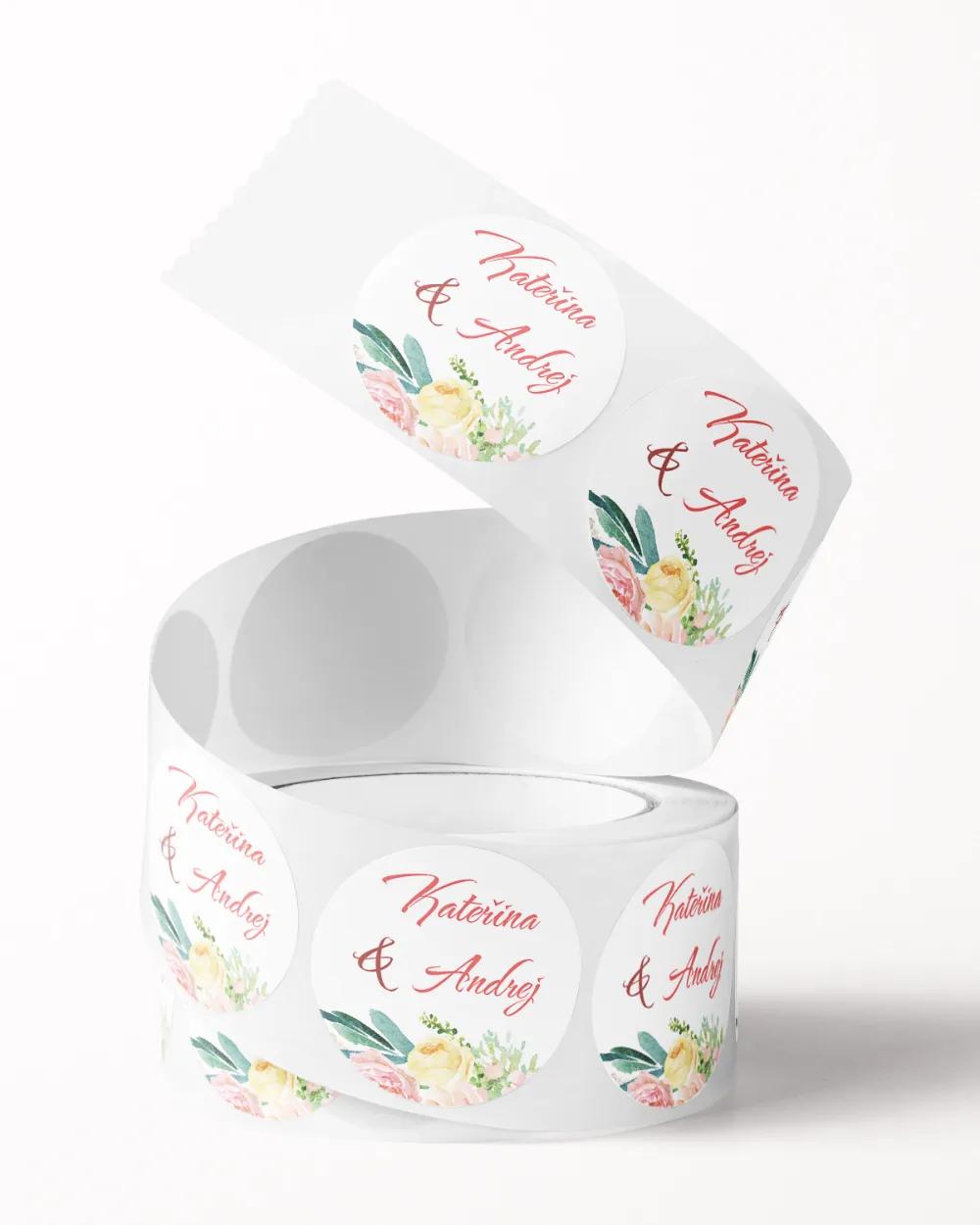 Svatební mini nálepky na obálky a dárky Věnec květin 2/3