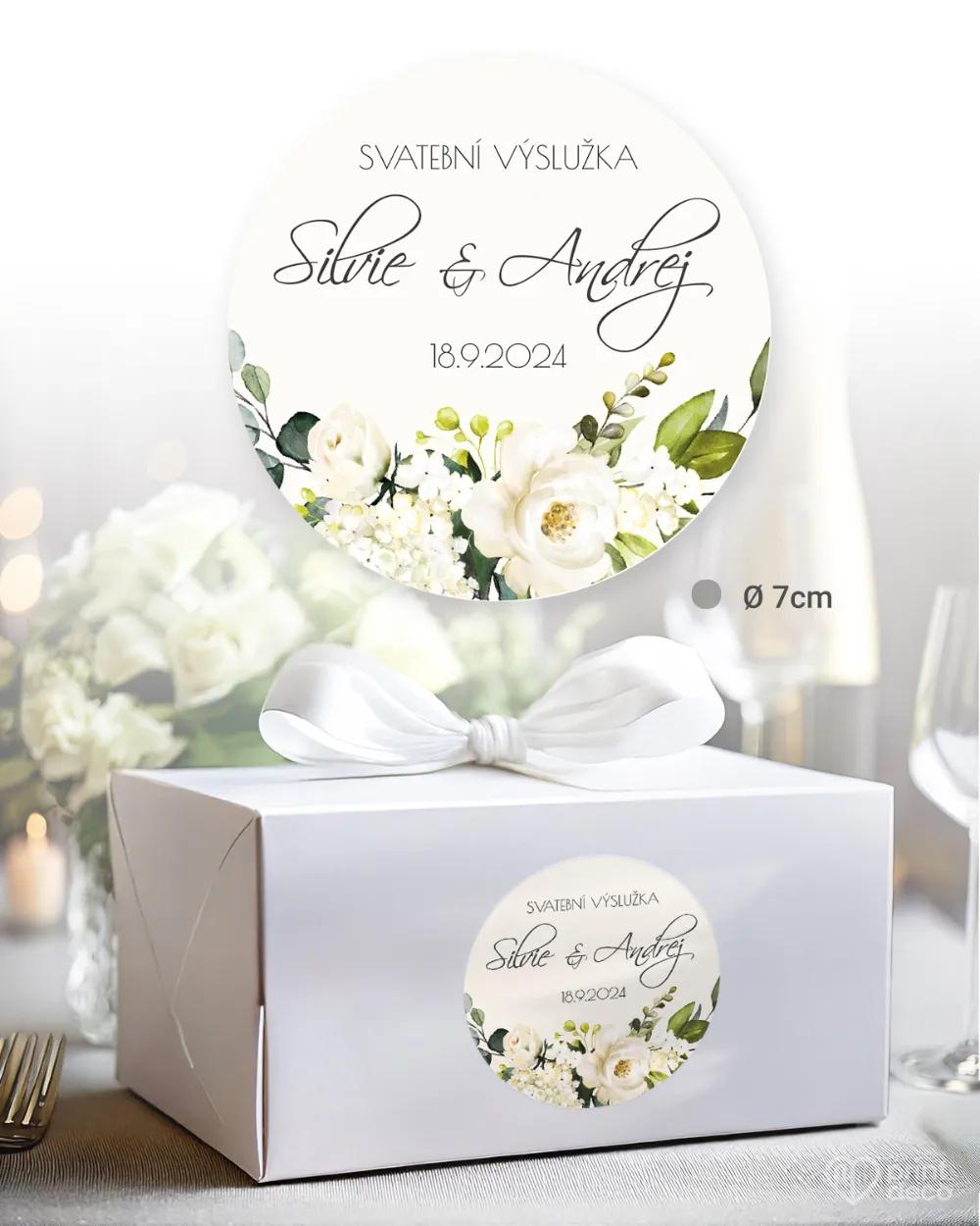 Svatební samolepky na výslužky bílé růže II. 1/3
