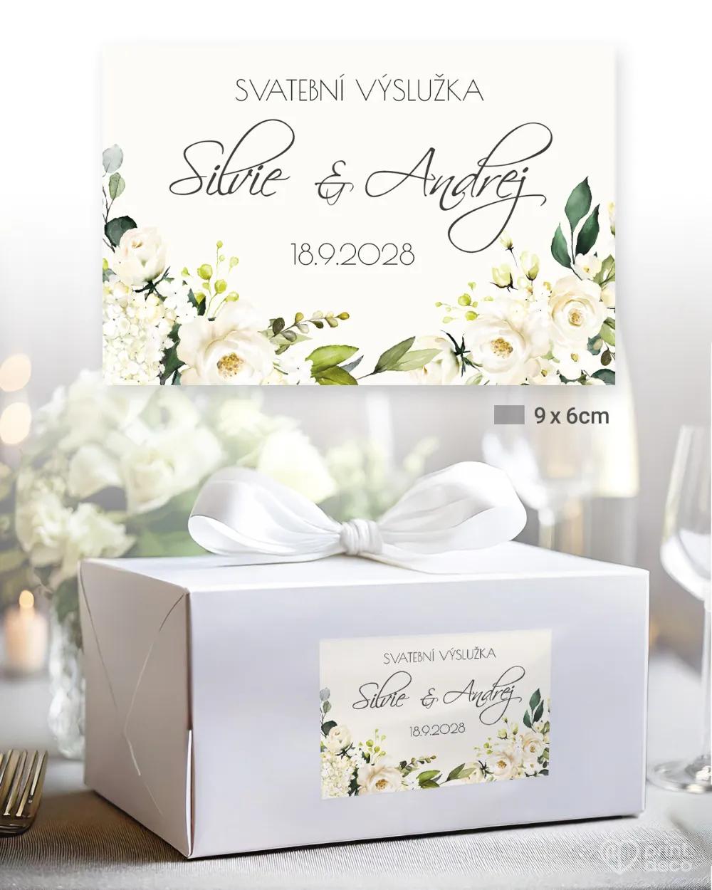 Svatební samolepky na výslužky bílé růže II. 2/3