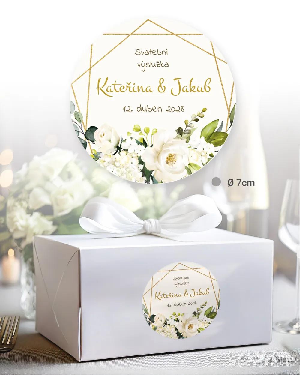 Svatební samolepky na výslužky bílé růže III. 1/3
