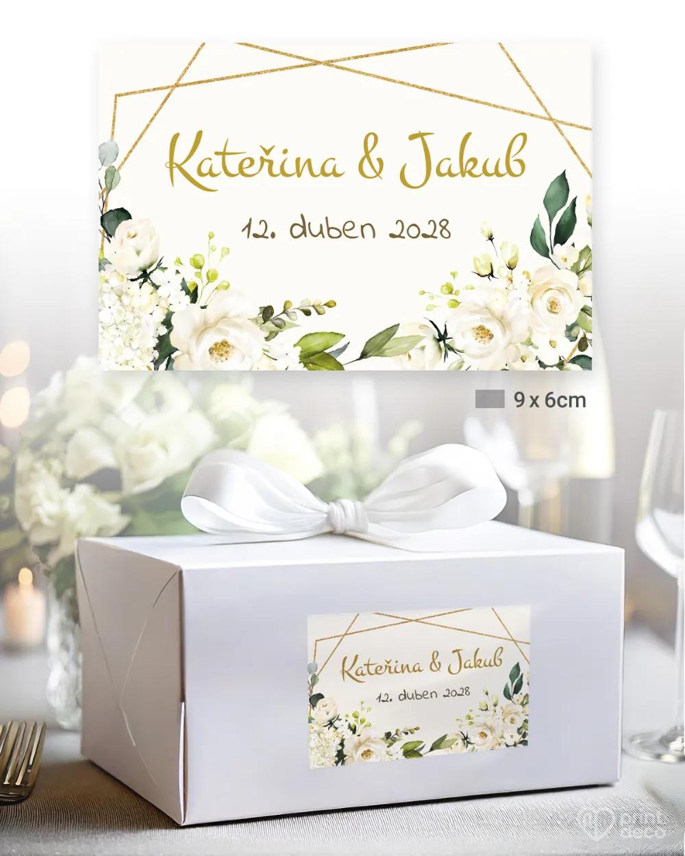 Svatební samolepky na výslužky bílé růže III. 2/3