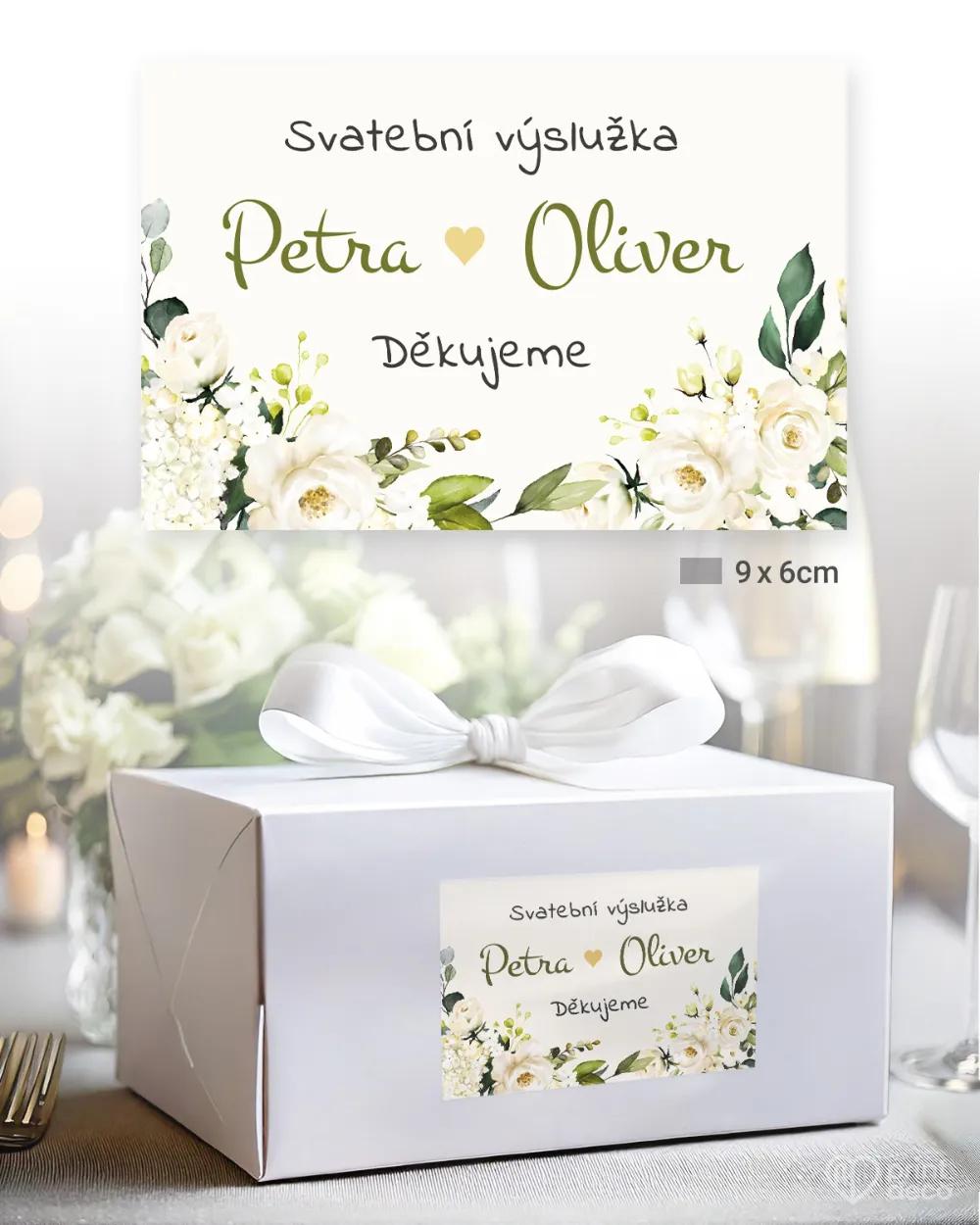 Svatební samolepky na výslužky bílé růže V. 1/3