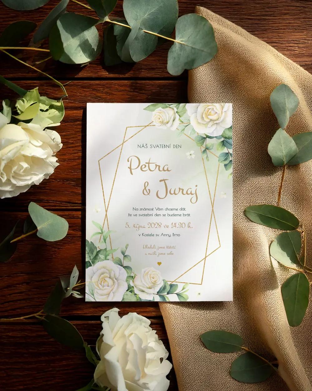 Svatební oznámení - Bílé růže 2/3