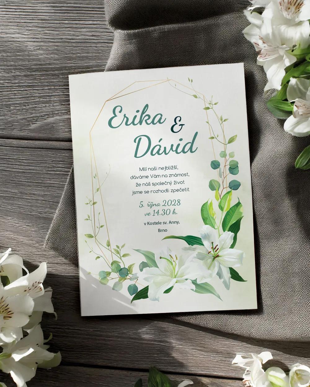 Svatební oznámení - Bílé lilie 1/2