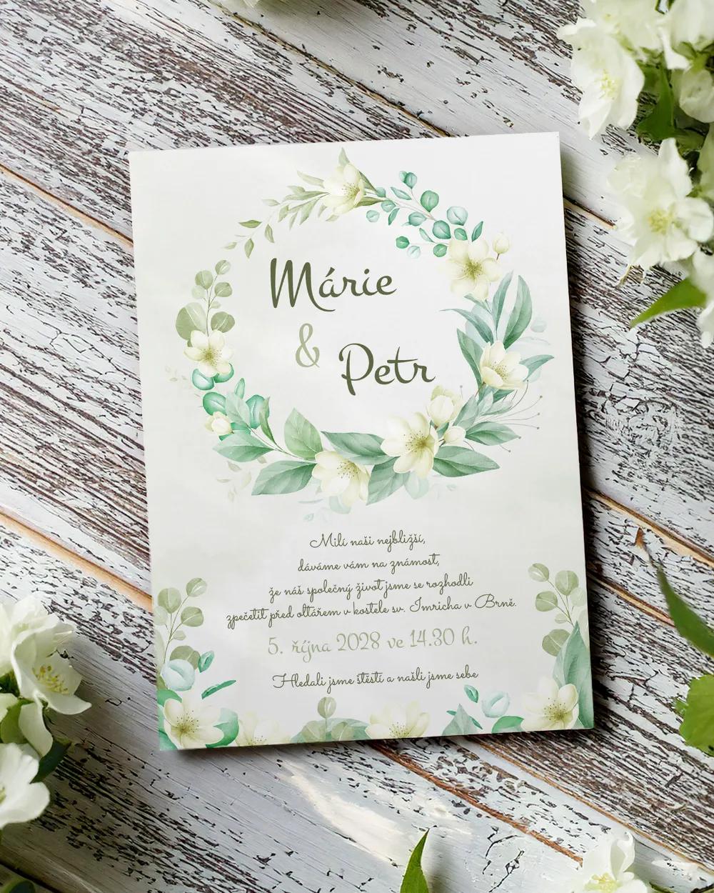 Svatební oznámení - Bílé květiny 1/2