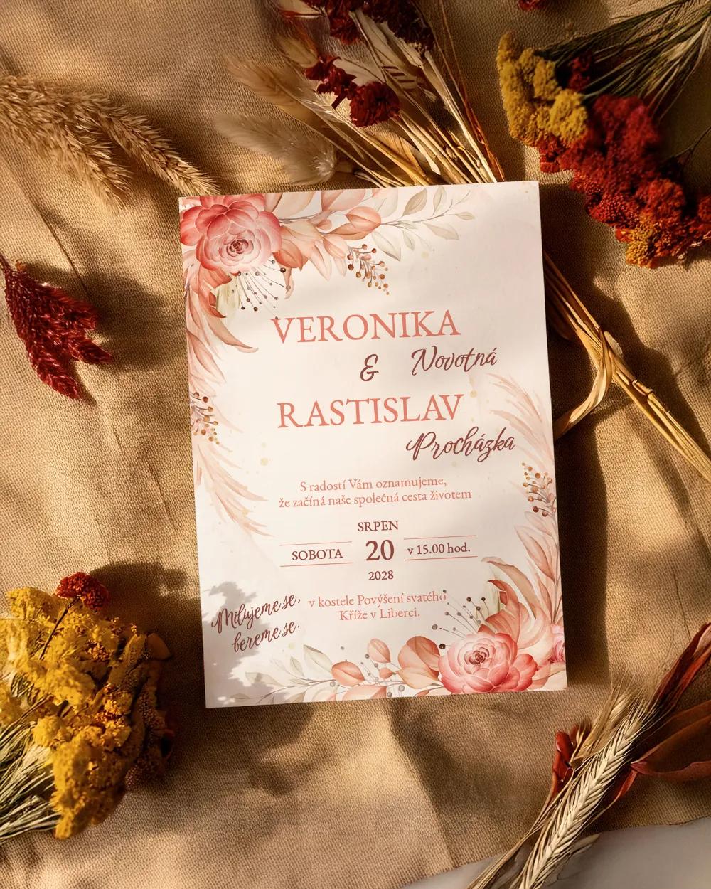 Svatební oznámení - Sušené květiny 02 1/2