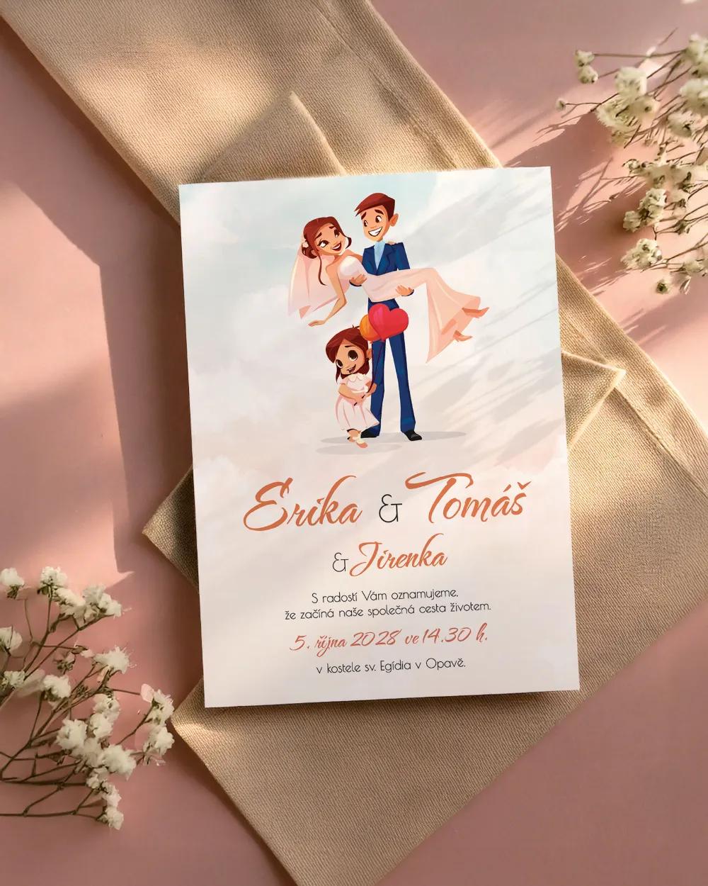 Svatební oznámení - Zamilovaný pár 01 s děvčátkem 1/2