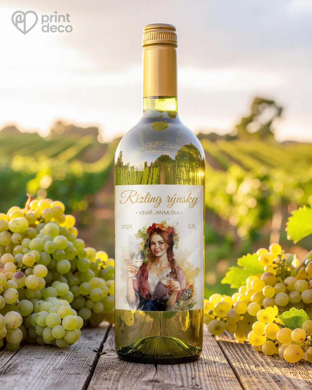 Etikety na víno - motiv 49 bílé víno 1/2