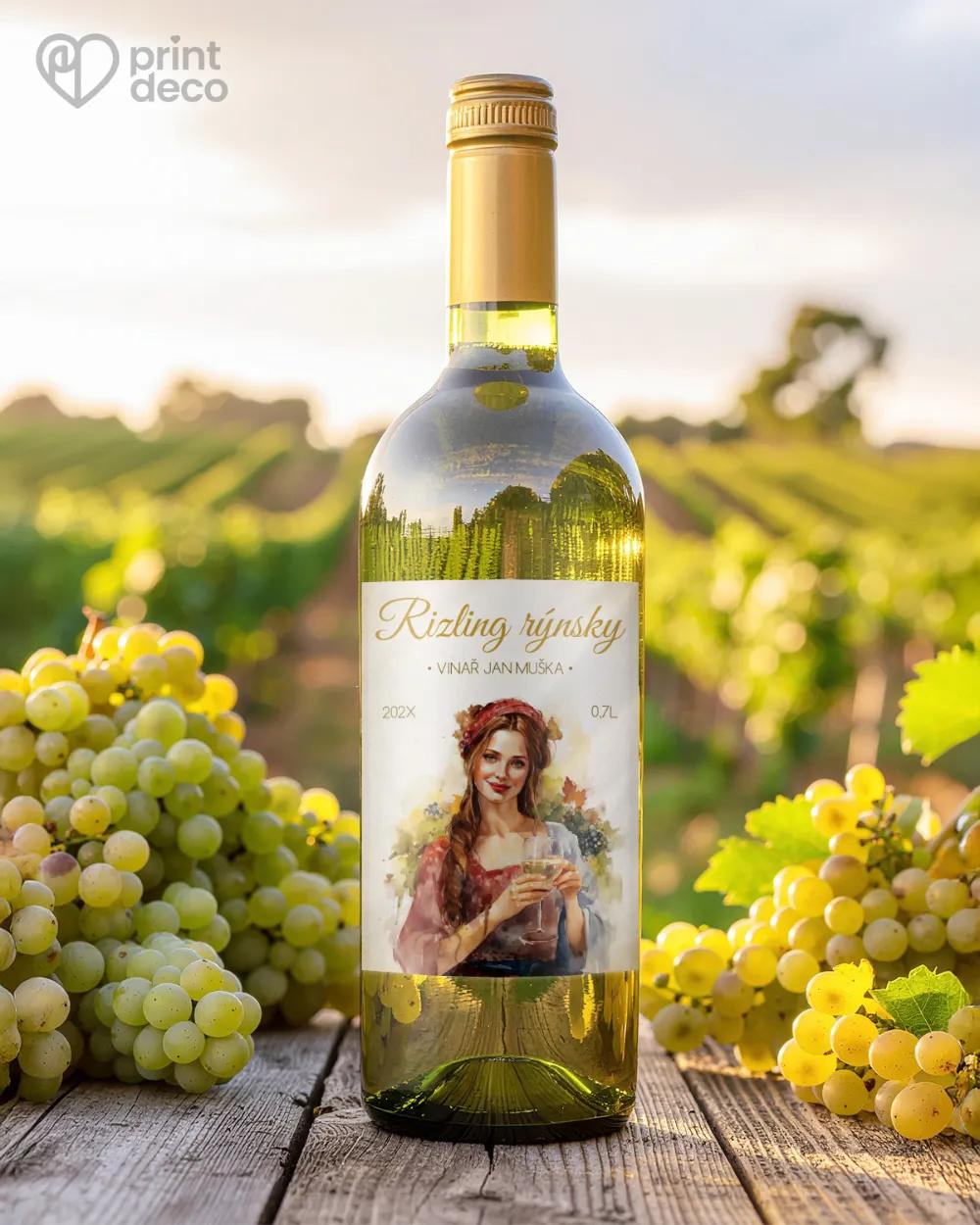 Etikety na víno - motiv 51 bílé víno 1/2
