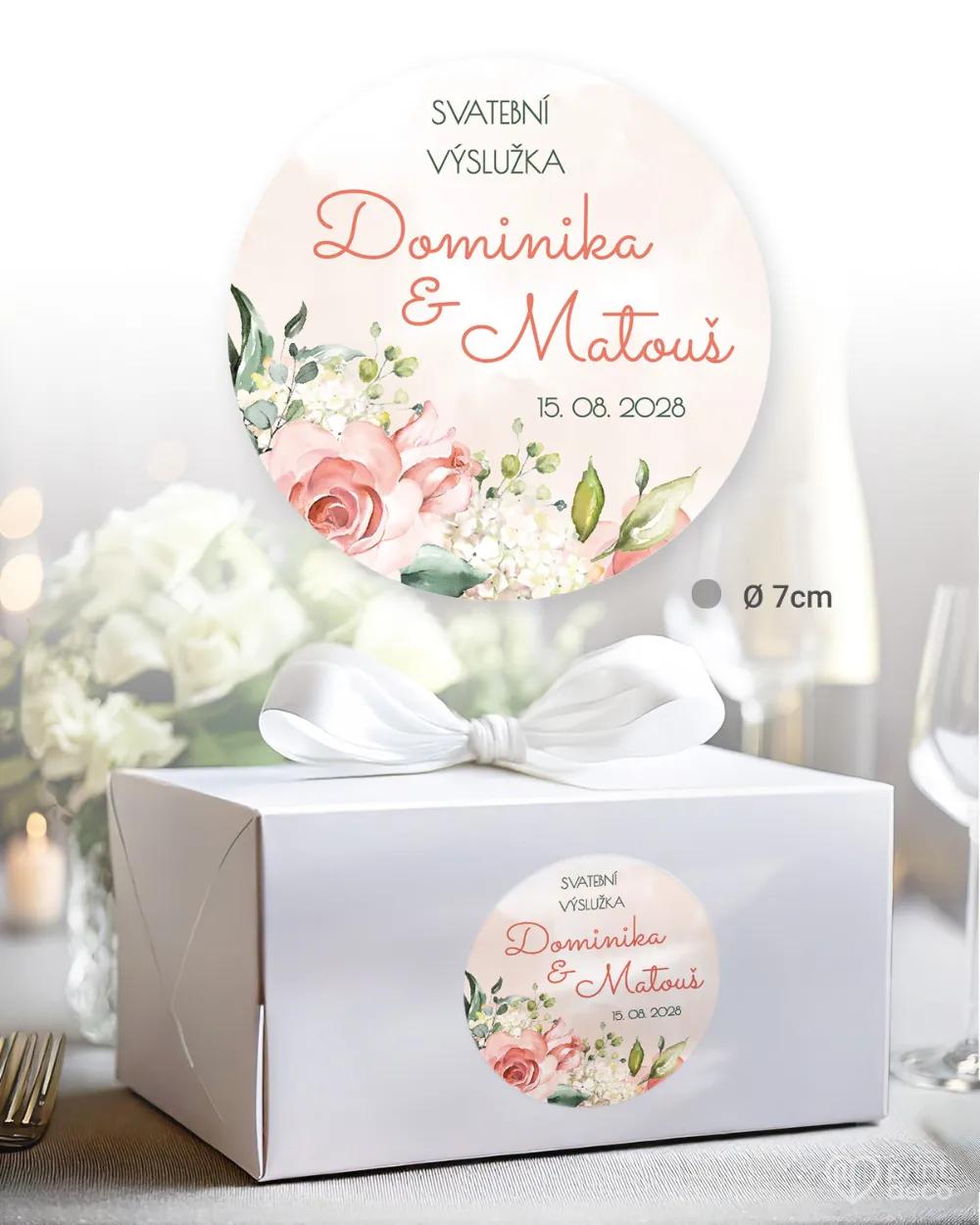 Svatební samolepky na výslužky kvetoucí růže 1/3
