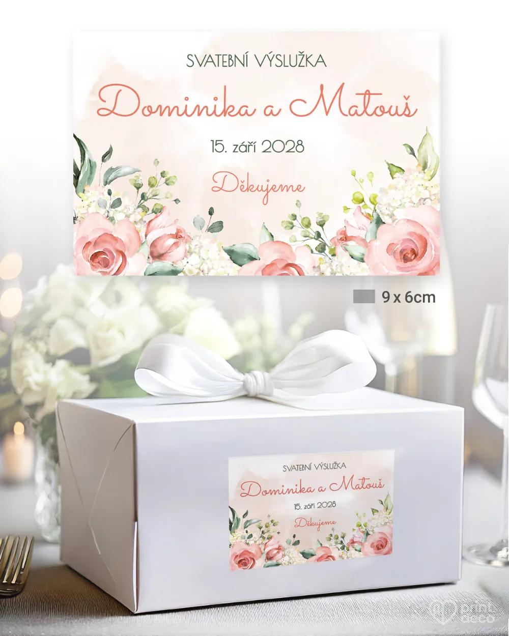 Svatební samolepky na výslužky kvetoucí růže 2/3