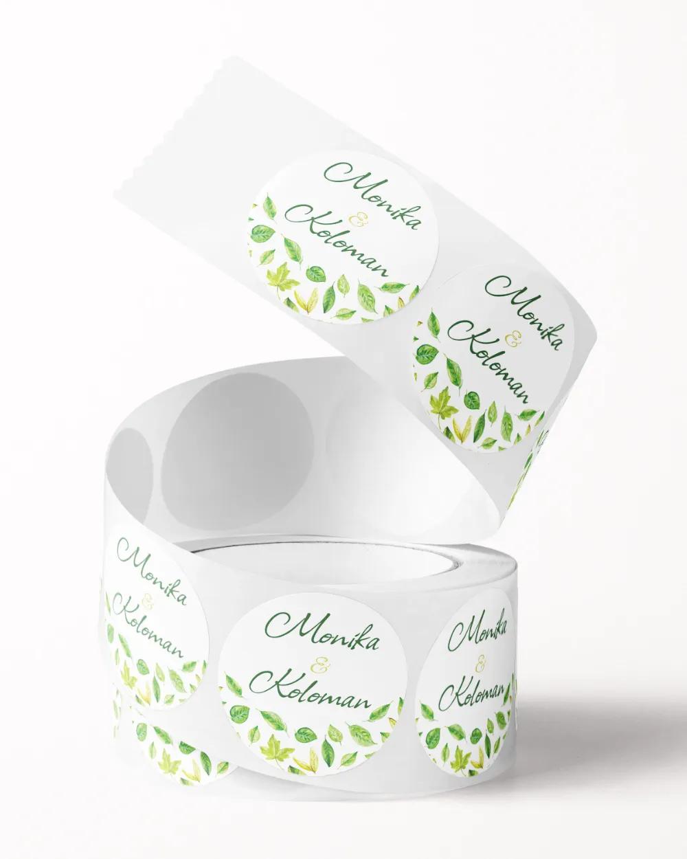 Svatební mini nálepky na obálky a dárky Svěží listy I. 2/3