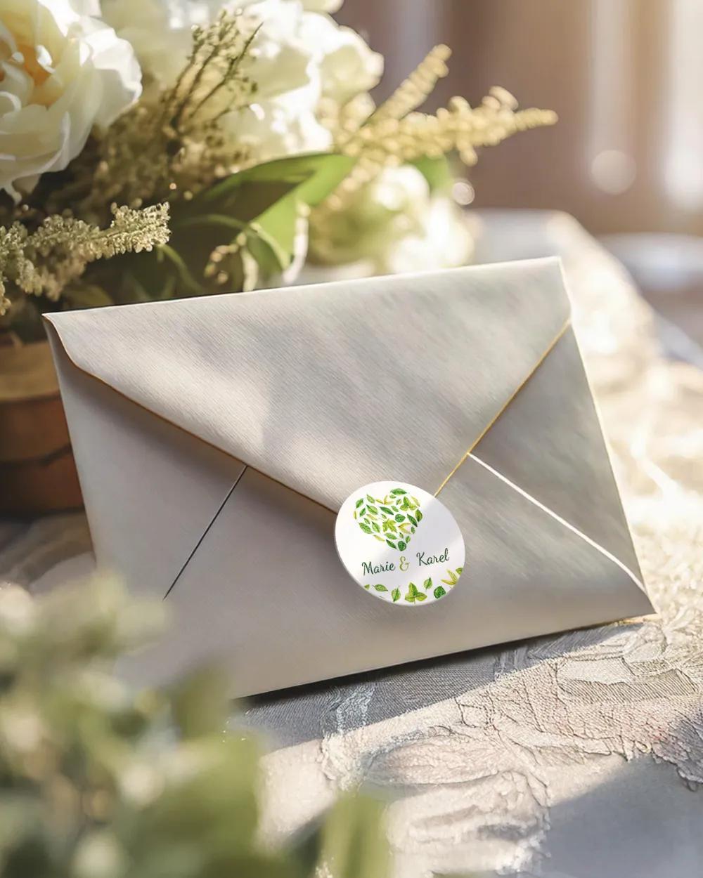 Svatební mini nálepky na obálky a dárky Svěží listy II. 2/3