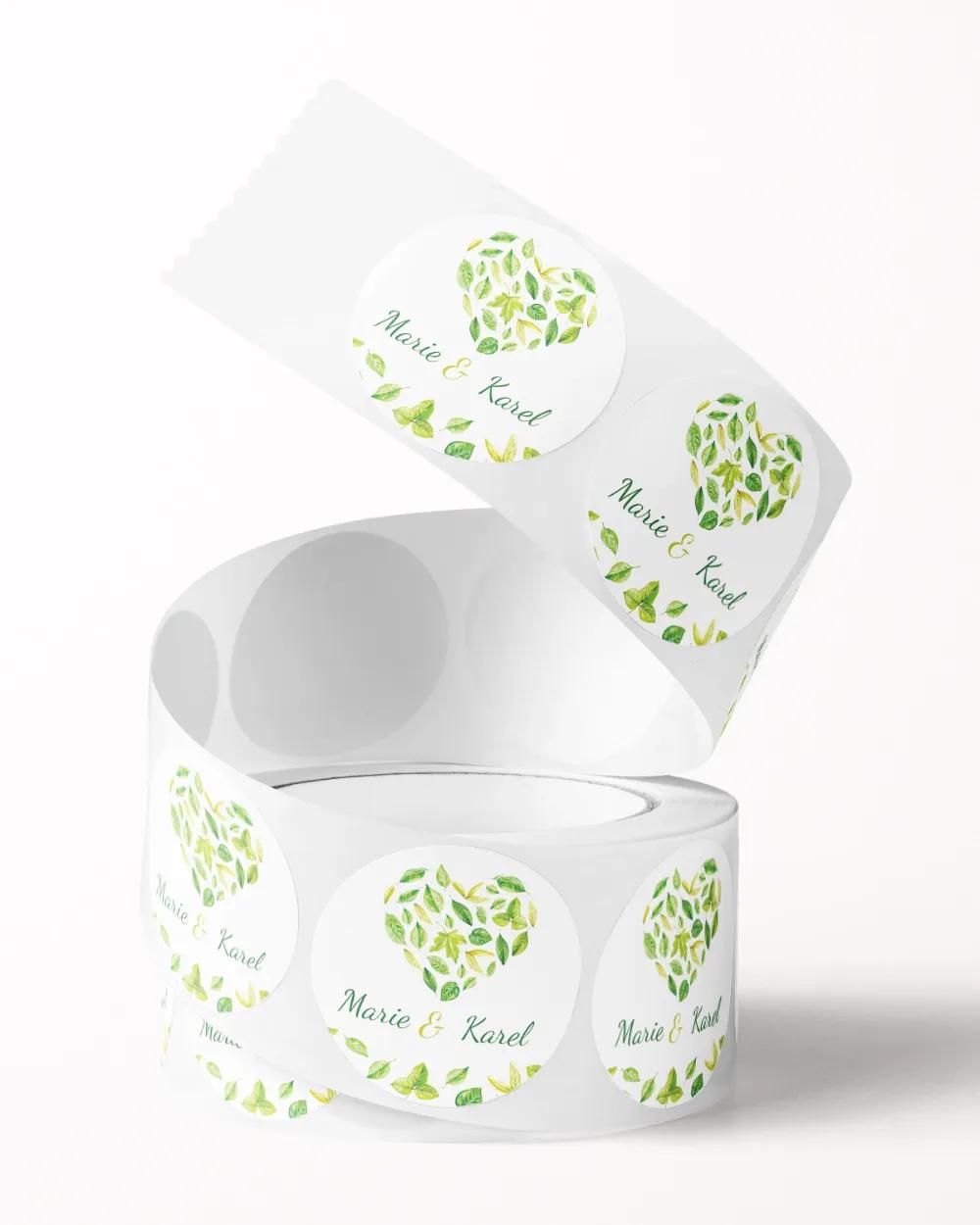 Svatební mini nálepky na obálky a dárky Svěží listy II. 1/3