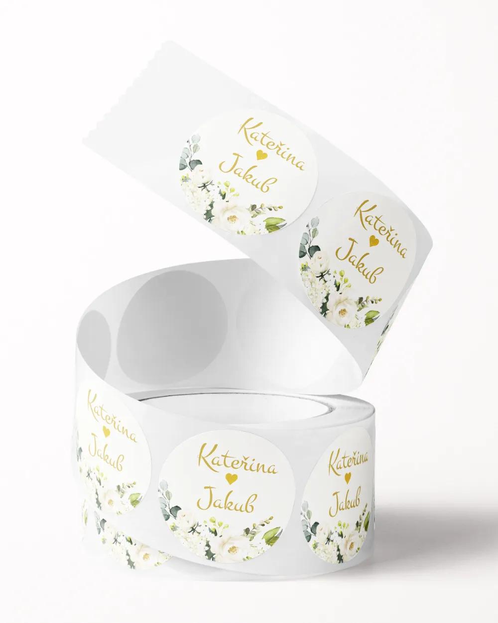 Svatební mini nálepky na obálky a dárky Bílé růže III. 1/3